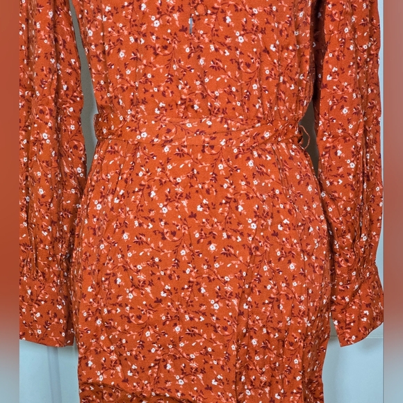 Reformation Carinna Balsam Rust Floral Long Sleeve Dress - Picture 6 of 12
